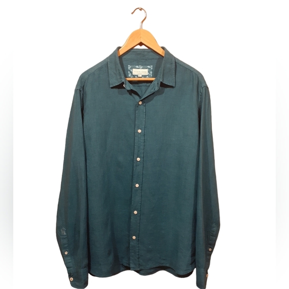 Beaufort & Blake Men's Upton Jade Garmet Dye Linen Shirt - Picture 5 of 12
